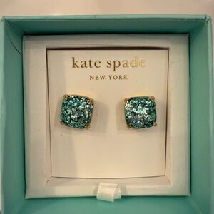 Kate Spade Teal Glitter Square Earrings never worn.